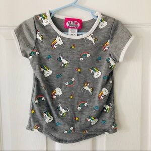 NWOT 2 PRINCESS Unicorn rainbow summer gray T-shirt girls size 2T